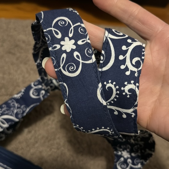 Cotton Cloth Tote-Blue/White-EUC-ZipTop - Picture 7 of 16